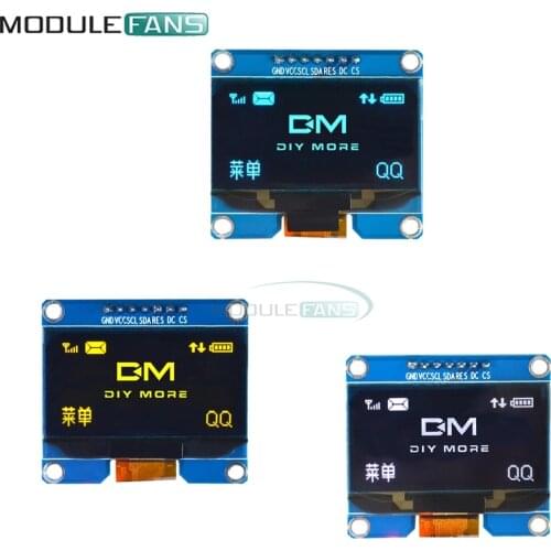 7PIN 7P 1.54'' 1.54 Inch SPD0301 Yellow/White/Blue OLED Display Module 128x64 IIC I2C SPI Interface Screen Board Drive 3.3-5V