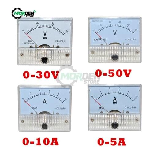 85C1 DC Analog Panel Voltmeter Ammeter Amp Volt Meter Gauge 0-30V 0-50V 0-5A 0-10A