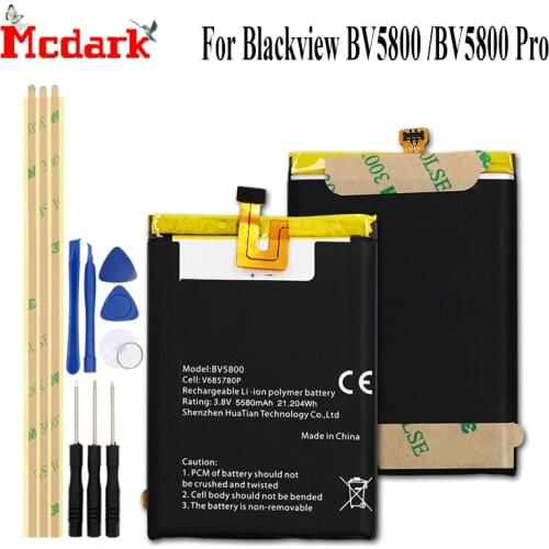Mcdark For Blackview BV5800 Battery Replacement Large Capacity 5580mAh Back Up Bateria V685780P For Blackview BV5800 Pro Phone