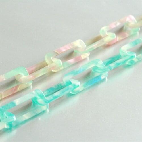 2feet Acetate Rainbow Acrylic Rectangle Necklace Chain,Plastic Jewelry Chain, Size 28mmx12mm