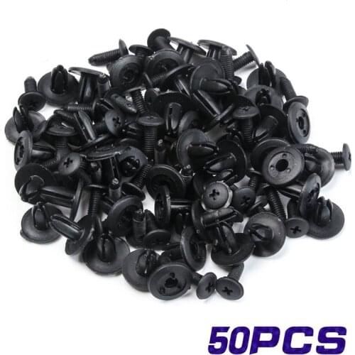 50 PCS Black Plastic Automobile Rivet Car Clip Screw Car Body Push Fasteners Trim For Universal Vehicles