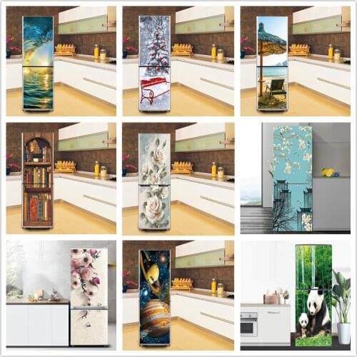 PVC Decorative Wallpaper Self-Adhesive Waterproof Poster Sticker For Door Of Cupboards Refrigerator Decal Removable Home Decor