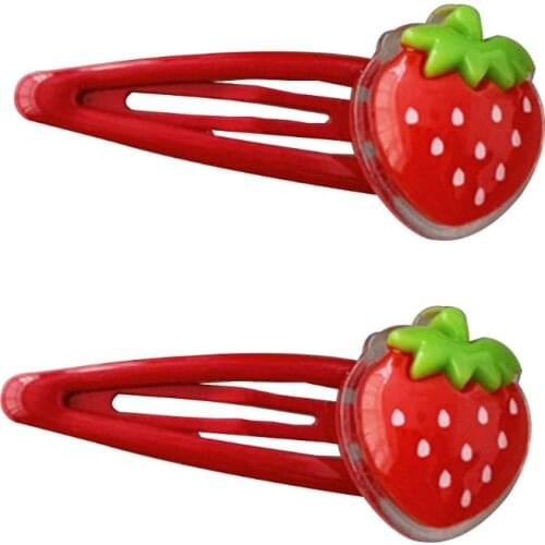 Women Girls Baking Paint BB Hair Clip Lovely 3D Strawberry Banana Cherry Fruit Resin Water Drop Snap Barrettes Hair Accessories