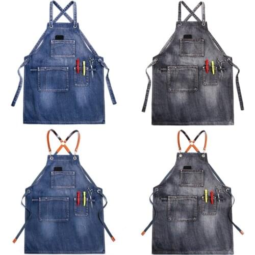 Chef Apron Adjustable Barista Apron with Pockets Kitchen Cooking Baking Aprons