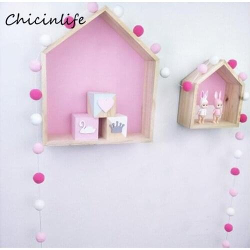 Chicinlife 2m Felt Wool Balls Garland Kids Room Wall Hanging Ornament Home Decoration Pom Pom Banner Birthday Supplies