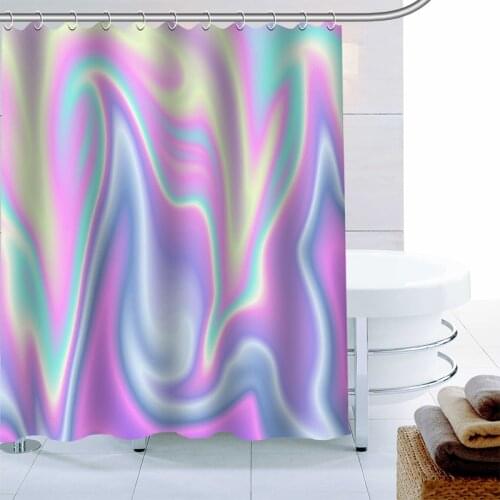 Custom Text Holographic Backgrounds Decor Shower Curtain Waterproof Mildew Proof Bath Curtain Polyester Fabric Bathroom Curtain