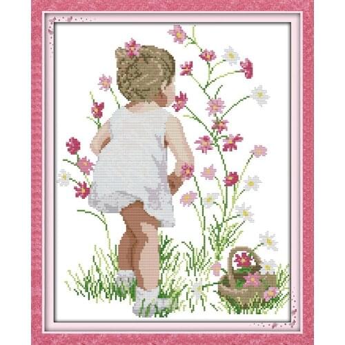Joy Sunday The Fragrance Of Flowers Chinese Cross Stitch Kits Ecological Cotton Stamped Printed DIY Wedding Decoration For Home