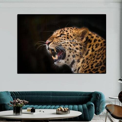 Fangs Tiger Canvas Paintings Wall Art Wildlife Animals Posters and Prints Wall Art Pictures for Living Room Home Decor