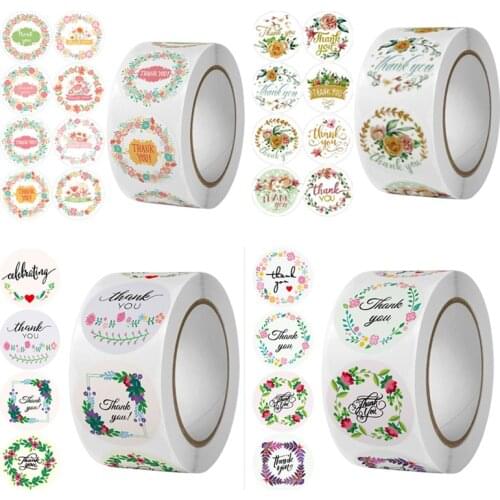 Round 8 Patterns Flower Self-adhesive Paper Holiday Wedding Birthday Party Decoration Sticker Handmade Envelope Sealing Sticker