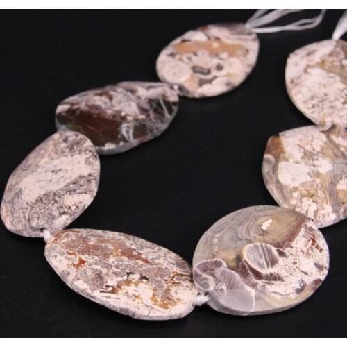 15.5"strand Large Natural White Ocean Jaspers Faceted Slab Loose Beads,Raw Ocean Agates Slice Nugget Pendants Jewelry Making