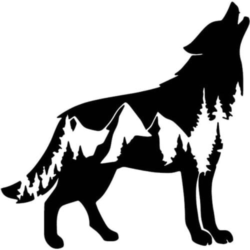 LLY-1062 Wolf Landscape Decoration Design Creativity Car Stickers PVC High Quality Personalized Waterproof Sunscreen Decals