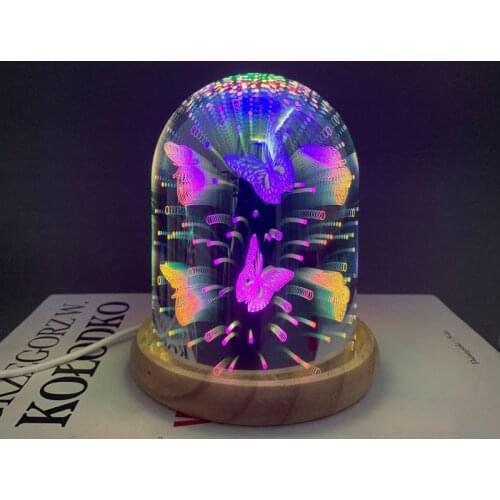 Magic Colorful Firework Light Creative 3D Magic Night Light Fireworks Glass Shape Atmosphere Lamp for Bedroom