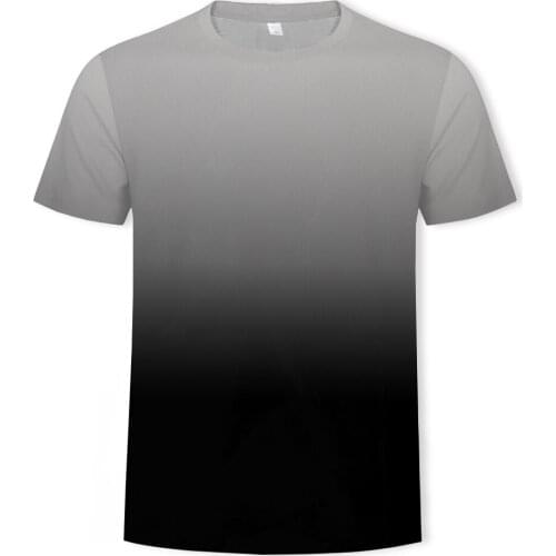 2021 Hot Summer 3D Gray Gradient Pure Color Blue Yellow Red Mens Short Sleeve T-shirt Fashion Casual Running Fitness Top