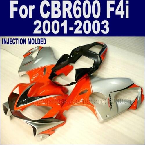 Customize Moto Fairings Set For Honda CBR 600 F4i 01 02 03 Cbr 600 F4i 2001 2002 2003 Silver Orange Aftermarket Fairing Body Kit