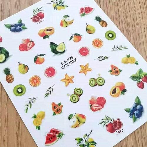 Newest CA 675 676 Watermelon desserts design nail art sticker decal stamping back gule DIY nail decoration wraps