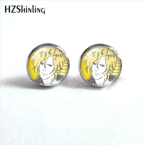 2021 New Banana Fish Stud Earring Anime Ash and Eiji Round Earrings Handmade Glass Dome Photo Printed Jewelry Gifts