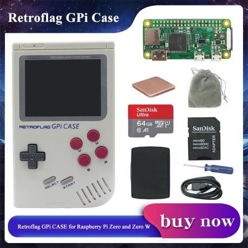 Original Retroflag GPi CASE Kit with Heatsink Carrying Bag Optional 32G/64G SD Card For Raspberry Pi Zero / Zero W