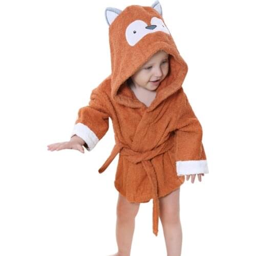 2-6 year Baby Robe Cartoon Hoodies Girl Boys Sleepwear Good Quality Bath Towels Kids Soft Bathrobe Pajamas Childrens Clothing