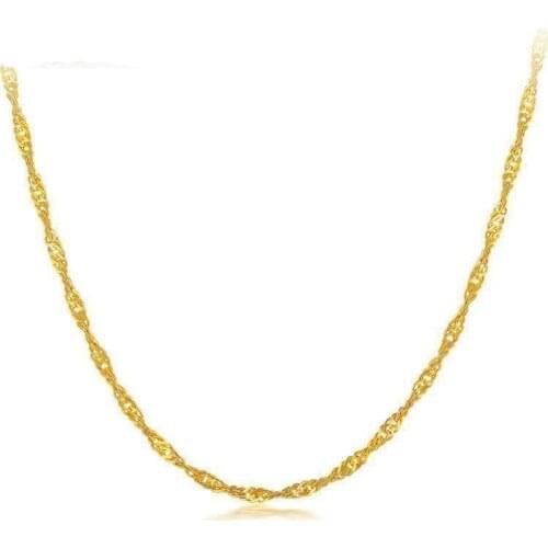 Pure 24K Yellow Gold Water-wave Chain Necklace/ 999 Gold fashion designer Necklace 2.3g