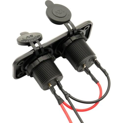 USB Socket Panel with Screw Waterproof Power Socket Adapter Kit Dual USB Ports for 12V-24V Car Boat Marine RV, Blue LED Lights