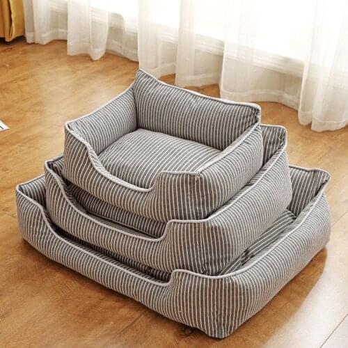 3 Size Pet Kennel Winter Warm Striped Small Medium Large Big Sized Dog Bed Mat Washable Cat Nest Dog Lounger Sofa Pet Products