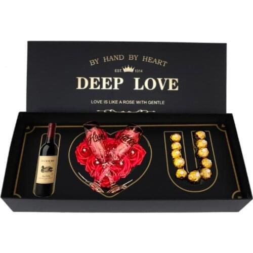 Gift Box Empty Flower Paper Wine Jewelry Chocolate Set Big Heart Rose Birthday Letter Shaped I Love You Custom Logo Luxury Lot