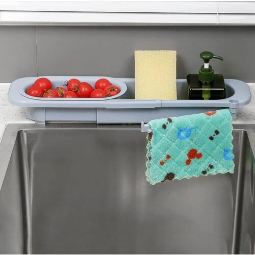 Modern Telescopic Sink Rack Scrubbers Sponge Holder Storage Drain Basket Easy Sink Drain Shelf Telescopic Sink Holder