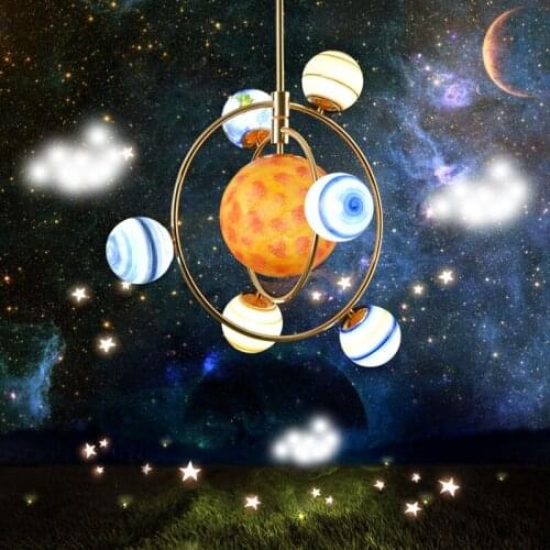 New INS light planet pendant lamp boy and girl bedroom glass lamp creative personality net red moon lights Planetary light CL705