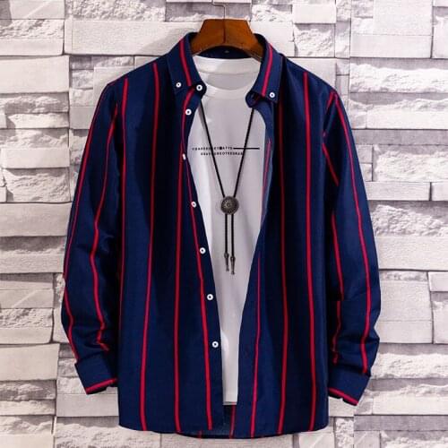 Long Sleeve Striped Shirt New Mens Shirt Tooling Casual Autumn Clothes Young Students Chemise Homme Social Camiseta Masculina