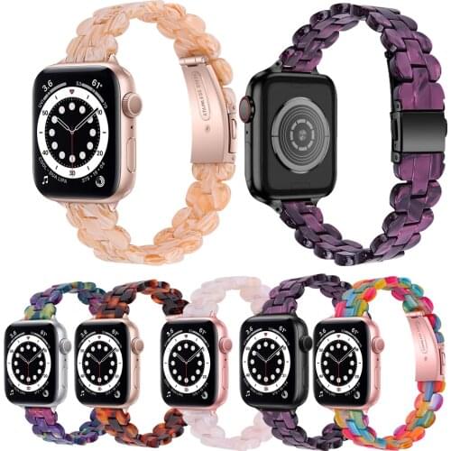 For apple watch band se 40mm 44mm Slim Resin Bracelet For iWatch 6 5 4 Applewatch 3 42mm 38mm thin women girls strap Wristbands