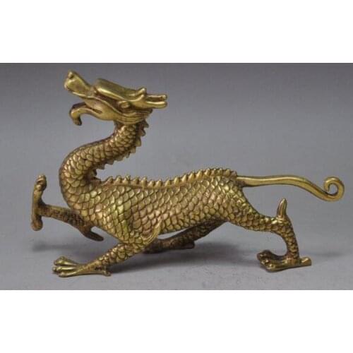 S01196 chinese bronze copper fengshui zodiac year animal Dragon beast lucky statue
