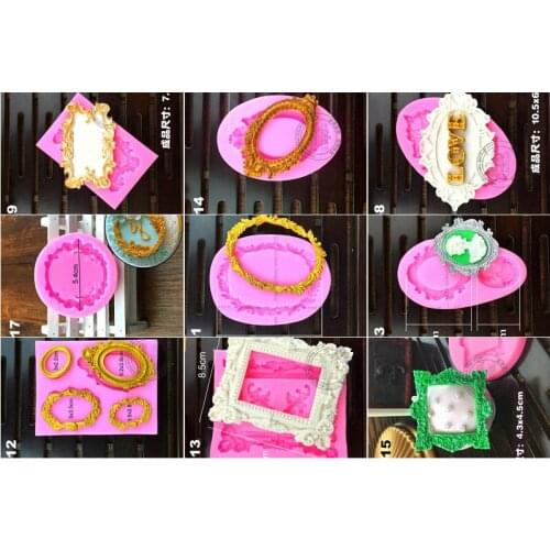 Silicone mold lace mold Fondant cake tools clayVintage photo frame / picture frame series