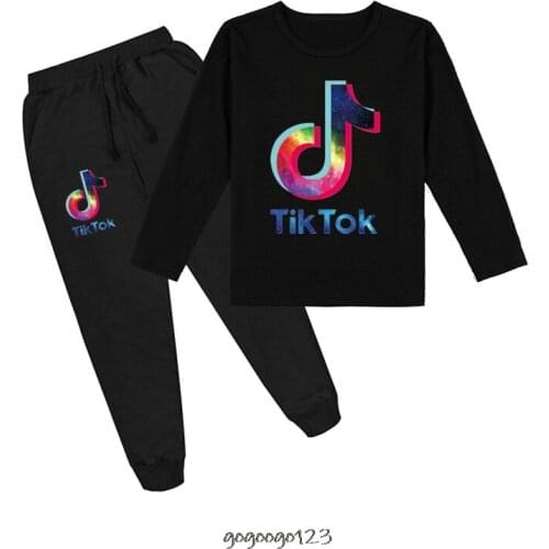 Tik Tok Girls Clothes Spring Autumn Style Boys Girl Clothing Sets Kids Tik Tok Hooded+Pants 2Pcs for Kids Clothes 2-16Y Children