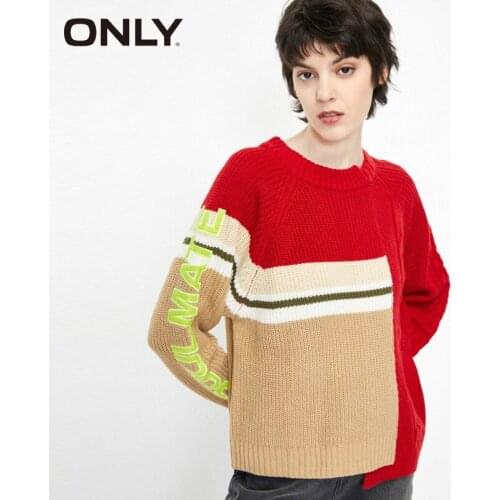 ONLY Autumn Winter Retro Matching Color Asymmetric Bottoming Sweater|119413556