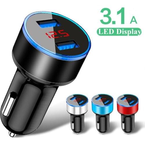 3.1A USB Phone Charger LED Display Car Charger For Huawei P30 P20 Lite Samsung Mobile Phone Adapter For iPhone 6 6S 7 8 Plus 5