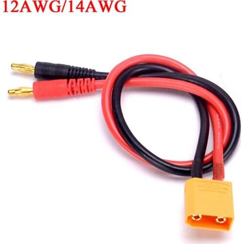 XT90 To 4mm Banana Plugs Battery Charge Cable Lipo Charger Lead 40cm 12AWG/14AWG For Imaxs B6