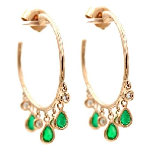 Green white cz drop charm dangle earring Gold filled colorful cz geometric trendy jewelry