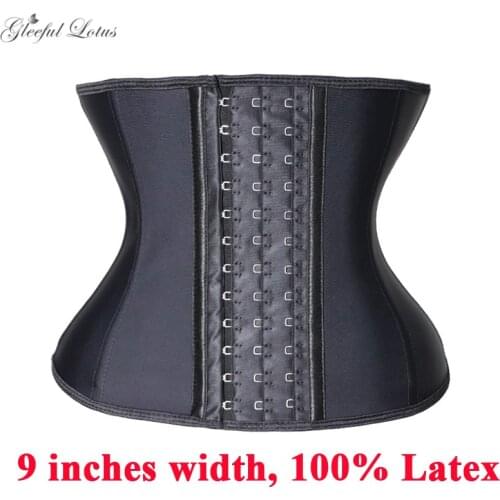 Women Slimming Corset Latex Waist Trainer Short Torso Tummy shaper Slimming belt Girdles Waist Cincher 9 steel bones Body Shaper