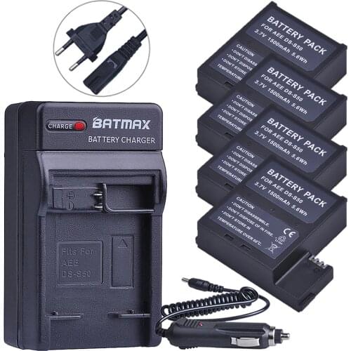1500mAh DS-S50 DSS50 S50 4pcs Camera Battery+Digital EU Charger for AEE DS-S50 S50 AEE D33 S50 S51 S60 S71 S70 Cameras Battery