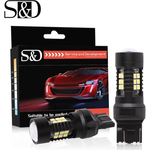 2Pcs T20 Led 7440 7443 SRCK Bulb W21W W21/5W WY21W Led Auto Reverse Backup DRL Car Turn Signal Light White Yellow Amber Red