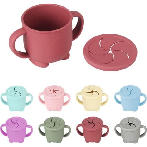 2-in-1 Snack Cup & Spill-Proof Cup Silicone Toddler Baby Spill Proof Water Cup for Toddlers Babies Solid Feeding Training Cups