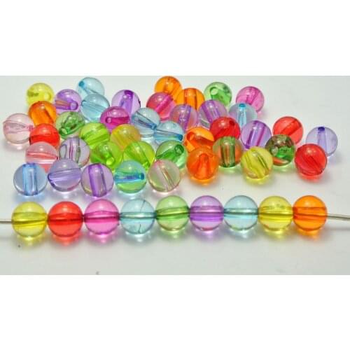200 Mixed Colour Transparent Acrylic Round Beads 8mm Smooth Ball Beads