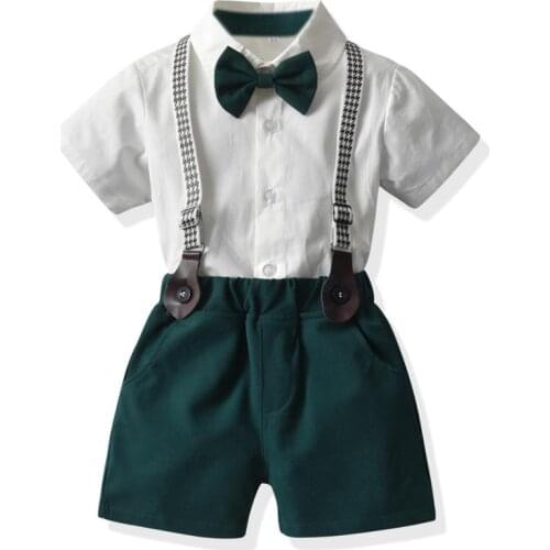 2021 Summer Baby Boy Clothing Casual Infant Short Sleeve Cotton Shirt Overalls Suits Spanish Easter Party Children Sets L889