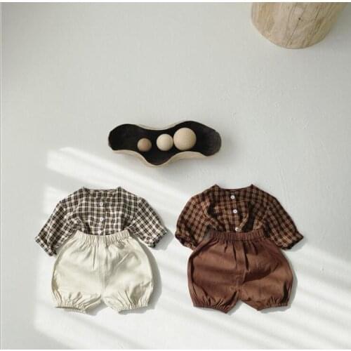 2021 Korea style babys girls 2 pcs set shirt+shorts spring cotton babys suit 0-3 years YL536