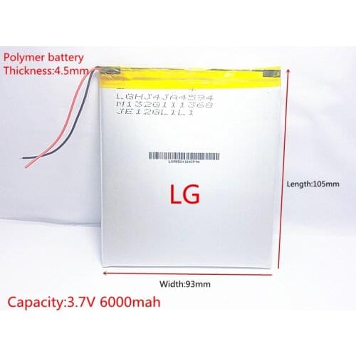 3.7V,6000mAH (polymer lithium ion battery) Li-ion battery for tablet pc 7 inch 8 inch 9inch 4593105 Free Shipping