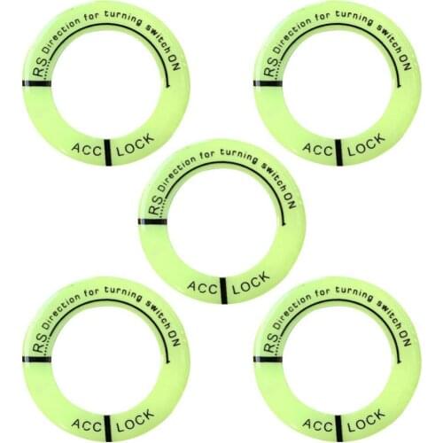 5Pcs Fluorescent Letters Ignition Lock Cover Engine Keyhole Ring Switch Sticker Car Interior Accessories автомобильные товары