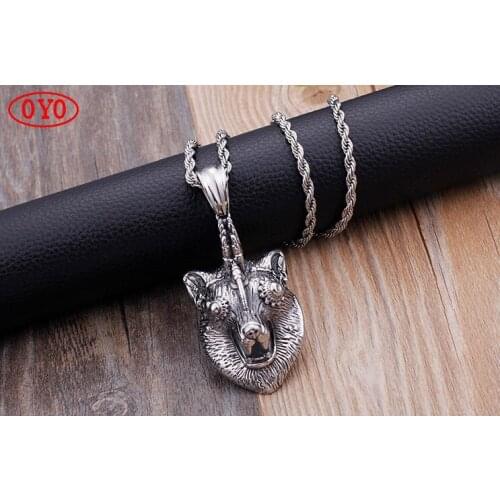 925 Silver European and American Retro Domineering Wolf Head Necklace Pendant