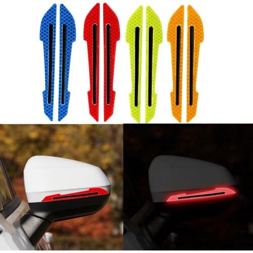 Anti-collision Sticker Car Reflector Sticker Car Exterior Accessories RearView Mirror Sticker Safety-Warning Sign Decals 2Pcs