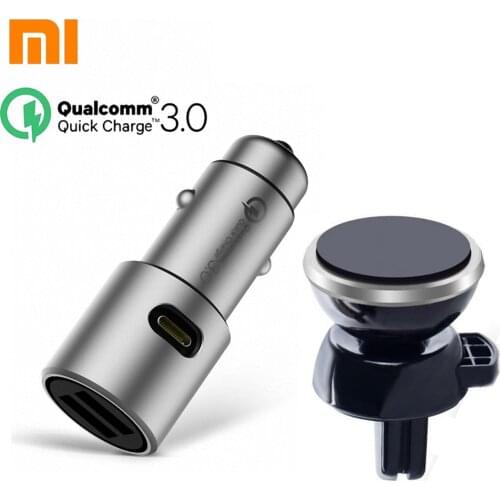 Original Xiaomi QC3.0 Car Charger MI quick charger 3.0 car charger + Magnetic Car holder For smart phone drop shipping