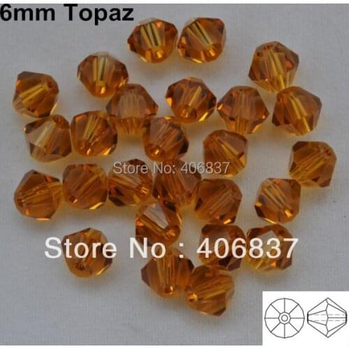 Free Shipping! 288pcs/Lot, AAA Chinese Top Quality 6mm Topaz Crystal Bicone Beads